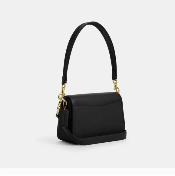 NEW! Style#CY683, Elegant Black Shoulder Bag, Coach Hadley SHB In Gold/Black